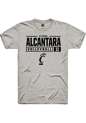 Elissa Alcantara  Cincinnati Bearcats Ash Rally NIL Stacked Box Short Sleeve T Shirt