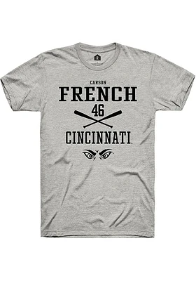 Carson French  Cincinnati Bearcats Ash Rally NIL Sport Icon Short Sleeve T Shirt