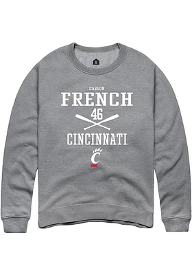 Carson French  Rally Cincinnati Bearcats Mens Graphite NIL Sport Icon Long Sleeve Crew Sweatshir..