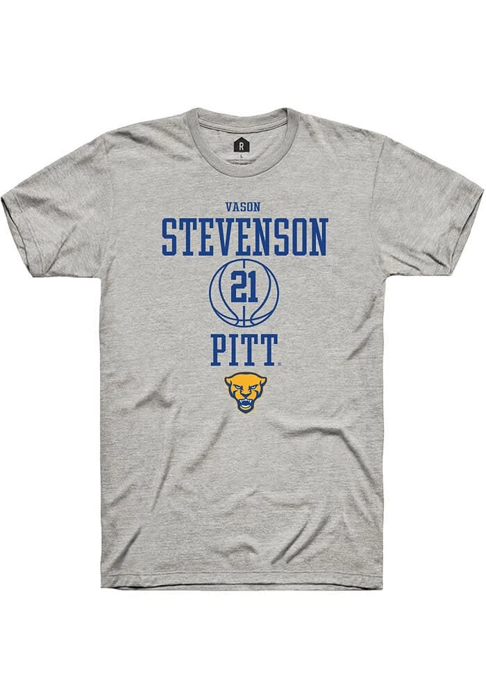Vason Stevenson Pitt Panthers Ash Rally NIL Sport Icon Short Sleeve T Shirt