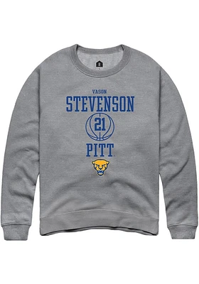 Vason Stevenson  Rally Pitt Panthers Mens Graphite NIL Sport Icon Long Sleeve Crew Sweatshirt