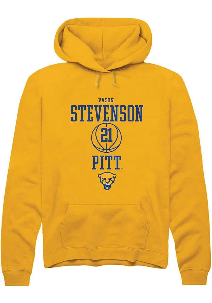Vason Stevenson Rally Pitt Panthers Mens Gold NIL Sport Icon Long Sleeve Hoodie