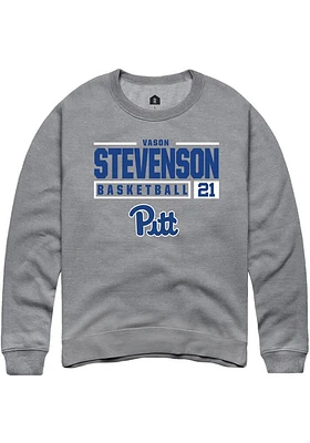 Vason Stevenson  Rally Pitt Panthers Mens Graphite NIL Stacked Box Long Sleeve Crew Sweatshirt