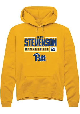 Vason Stevenson  Rally Pitt Panthers Mens Gold NIL Stacked Box Long Sleeve Hoodie
