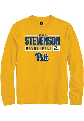 Vason Stevenson  Pitt Panthers Gold Rally NIL Stacked Box Long Sleeve T Shirt