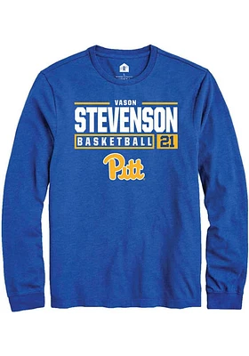 Vason Stevenson  Pitt Panthers Blue Rally NIL Stacked Box Long Sleeve T Shirt