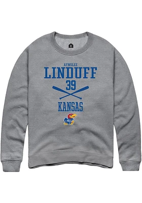Aynslee Linduff  Rally Kansas Jayhawks Mens Graphite NIL Sport Icon Long Sleeve Crew Sweatshirt