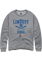 Aynslee Linduff  Rally Kansas Jayhawks Mens Graphite NIL Sport Icon Long Sleeve Crew Sweatshirt