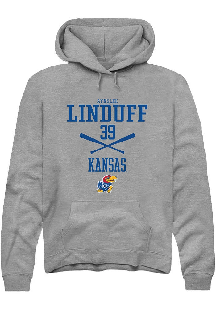 Aynslee Linduff Rally Kansas Jayhawks Mens Graphite NIL Sport Icon Long Sleeve Hoodie