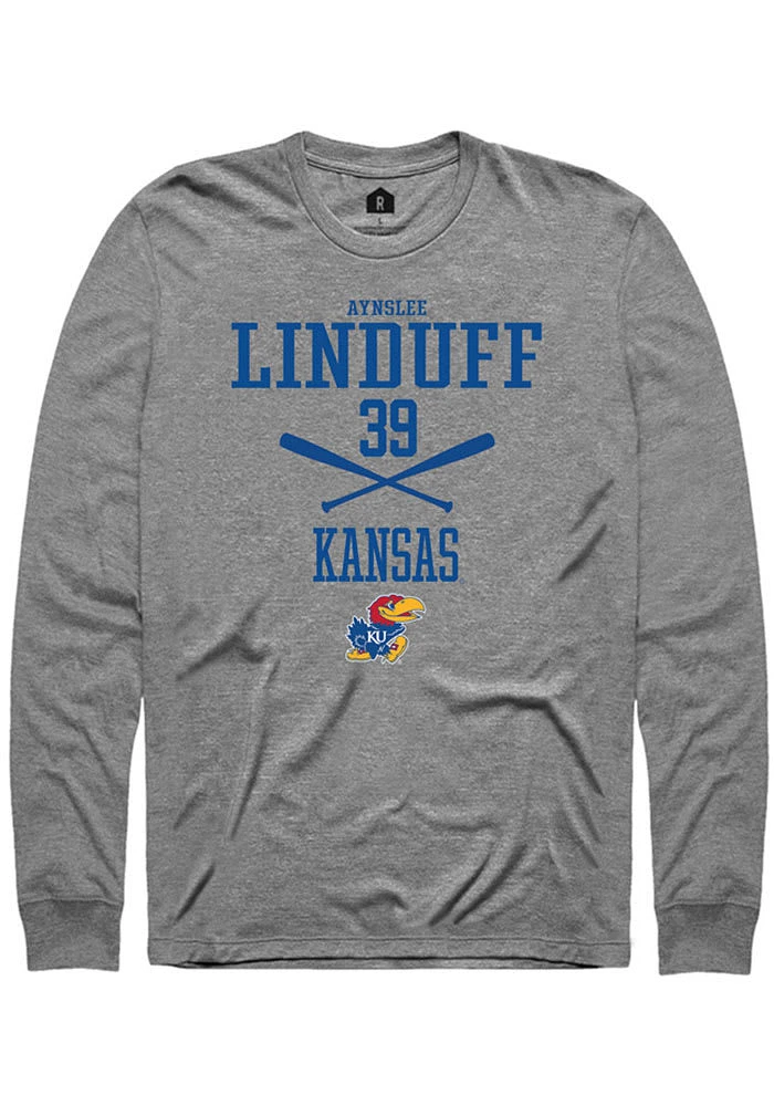 Aynslee Linduff Kansas Jayhawks Graphite Rally NIL Sport Icon Long Sleeve T Shirt