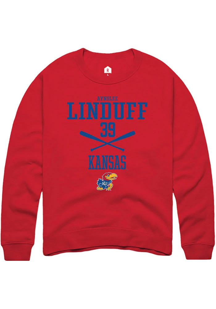 Aynslee Linduff Rally Kansas Jayhawks Mens NIL Sport Icon Long Sleeve Crew Sweatshirt