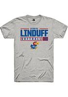 Aynslee Linduff  Kansas Jayhawks Ash Rally NIL Stacked Box Short Sleeve T Shirt
