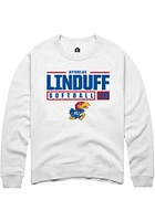 Aynslee Linduff Rally Kansas Jayhawks Mens NIL Stacked Box Long Sleeve Crew Sweatshirt