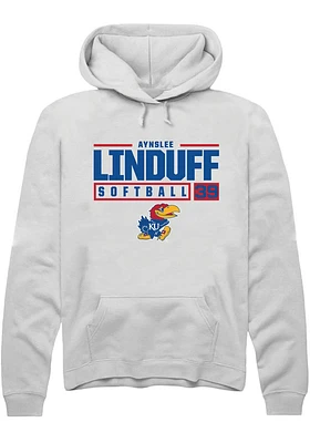 Aynslee Linduff Rally Kansas Jayhawks Mens NIL Stacked Box Long Sleeve Hoodie