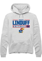 Aynslee Linduff Rally Kansas Jayhawks Mens NIL Stacked Box Long Sleeve Hoodie