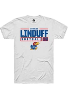 Aynslee Linduff Kansas Jayhawks Rally NIL Stacked Box Short Sleeve T Shirt