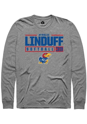 Aynslee Linduff  Kansas Jayhawks Graphite Rally NIL Stacked Box Long Sleeve T Shirt
