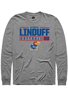 Aynslee Linduff  Kansas Jayhawks Graphite Rally NIL Stacked Box Long Sleeve T Shirt