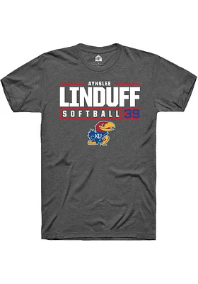 Aynslee Linduff  Kansas Jayhawks Dark Grey Rally NIL Stacked Box Short Sleeve T Shirt