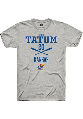 Emma Tatum  Kansas Jayhawks Ash Rally NIL Sport Icon Short Sleeve T Shirt