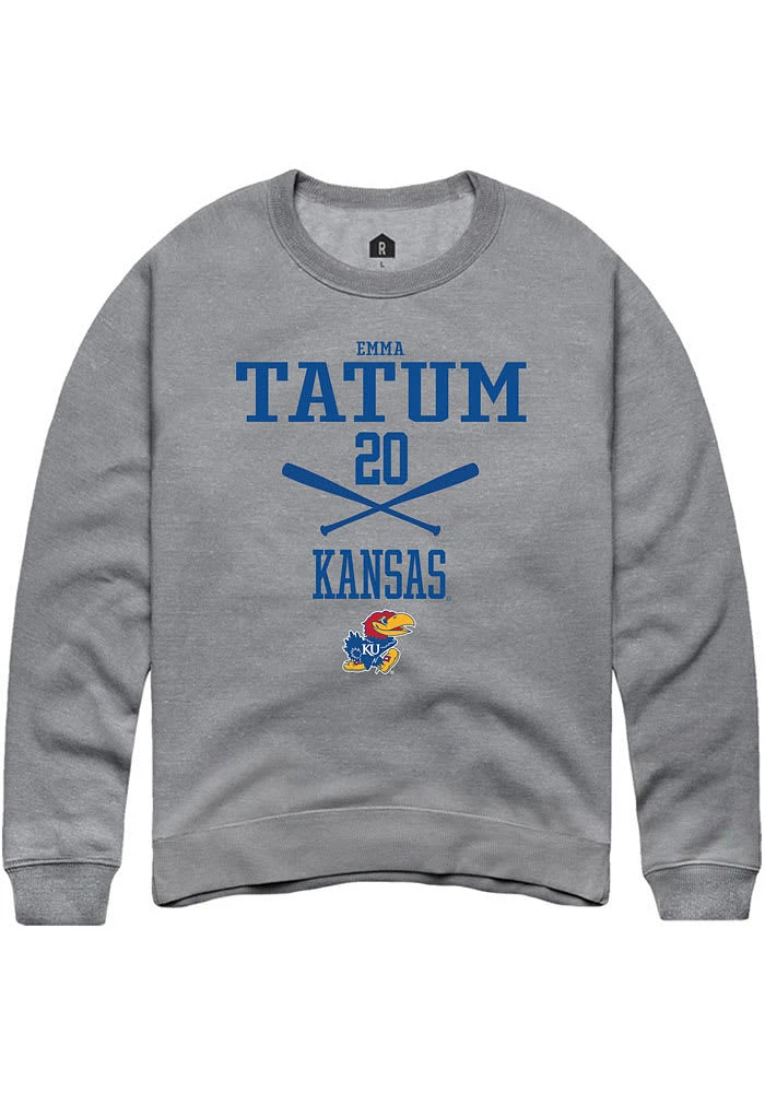Emma Tatum Rally Kansas Jayhawks Mens Graphite NIL Sport Icon Long Sleeve Crew Sweatshirt