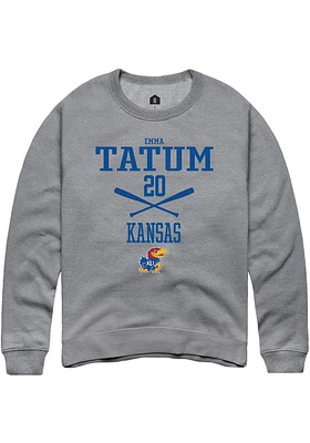 Emma Tatum  Rally Kansas Jayhawks Mens Graphite NIL Sport Icon Long Sleeve Crew Sweatshirt
