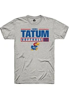 Emma Tatum  Kansas Jayhawks Ash Rally NIL Stacked Box Short Sleeve T Shirt