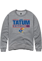 Emma Tatum  Rally Kansas Jayhawks Mens Graphite NIL Stacked Box Long Sleeve Crew Sweatshirt