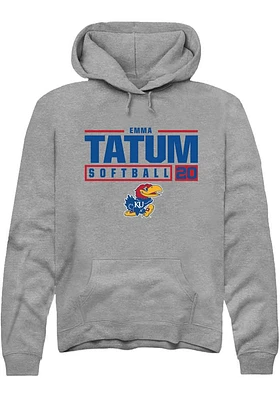 Emma Tatum  Rally Kansas Jayhawks Mens Graphite NIL Stacked Box Long Sleeve Hoodie