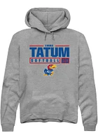 Emma Tatum  Rally Kansas Jayhawks Mens Graphite NIL Stacked Box Long Sleeve Hoodie