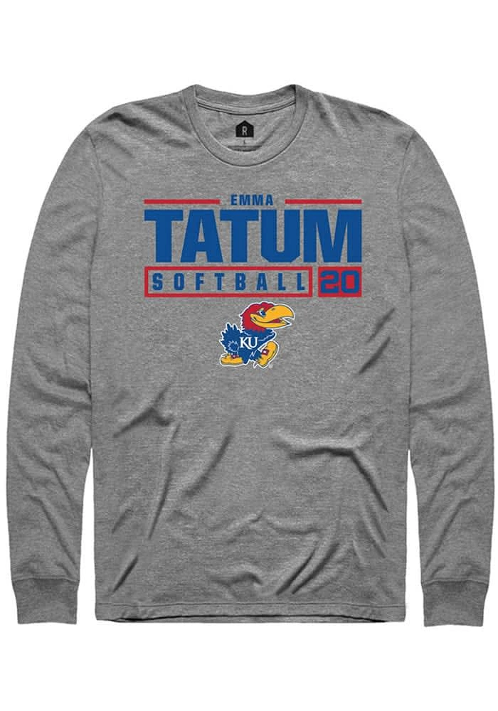 Emma Tatum Kansas Jayhawks Graphite Rally NIL Stacked Box Long Sleeve T Shirt
