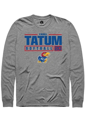 Emma Tatum  Kansas Jayhawks Graphite Rally NIL Stacked Box Long Sleeve T Shirt