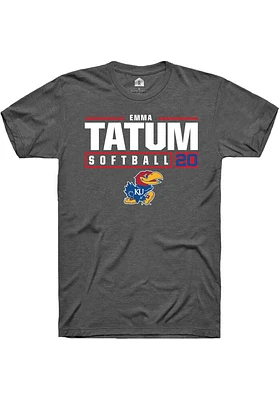 Emma Tatum  Kansas Jayhawks Dark Grey Rally NIL Stacked Box Short Sleeve T Shirt