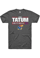 Emma Tatum  Kansas Jayhawks Dark Grey Rally NIL Stacked Box Short Sleeve T Shirt