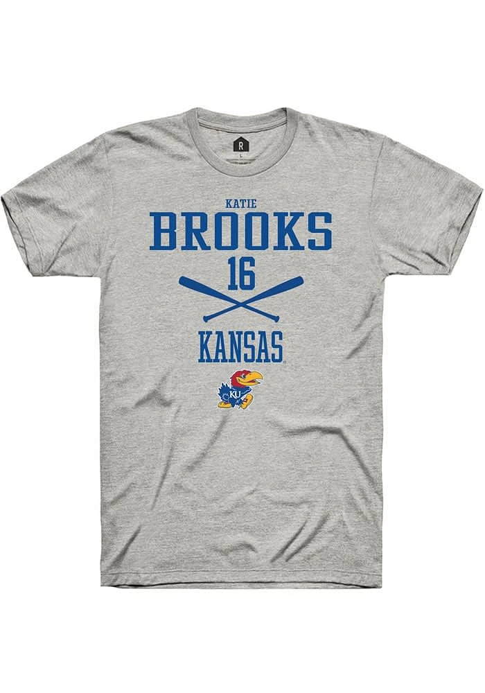 Katie Brooks Kansas Jayhawks Ash Rally NIL Sport Icon Short Sleeve T Shirt