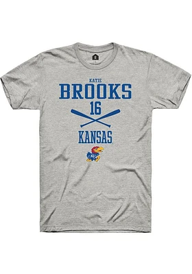 Katie Brooks  Kansas Jayhawks Ash Rally NIL Sport Icon Short Sleeve T Shirt