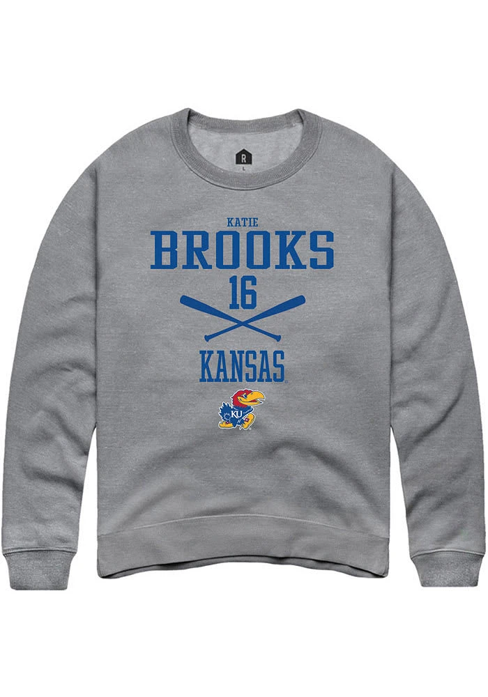 Katie Brooks Rally Kansas Jayhawks Mens Graphite NIL Sport Icon Long Sleeve Crew Sweatshirt
