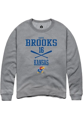 Katie Brooks  Rally Kansas Jayhawks Mens Graphite NIL Sport Icon Long Sleeve Crew Sweatshirt