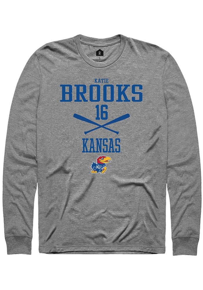 Katie Brooks Kansas Jayhawks Graphite Rally NIL Sport Icon Long Sleeve T Shirt