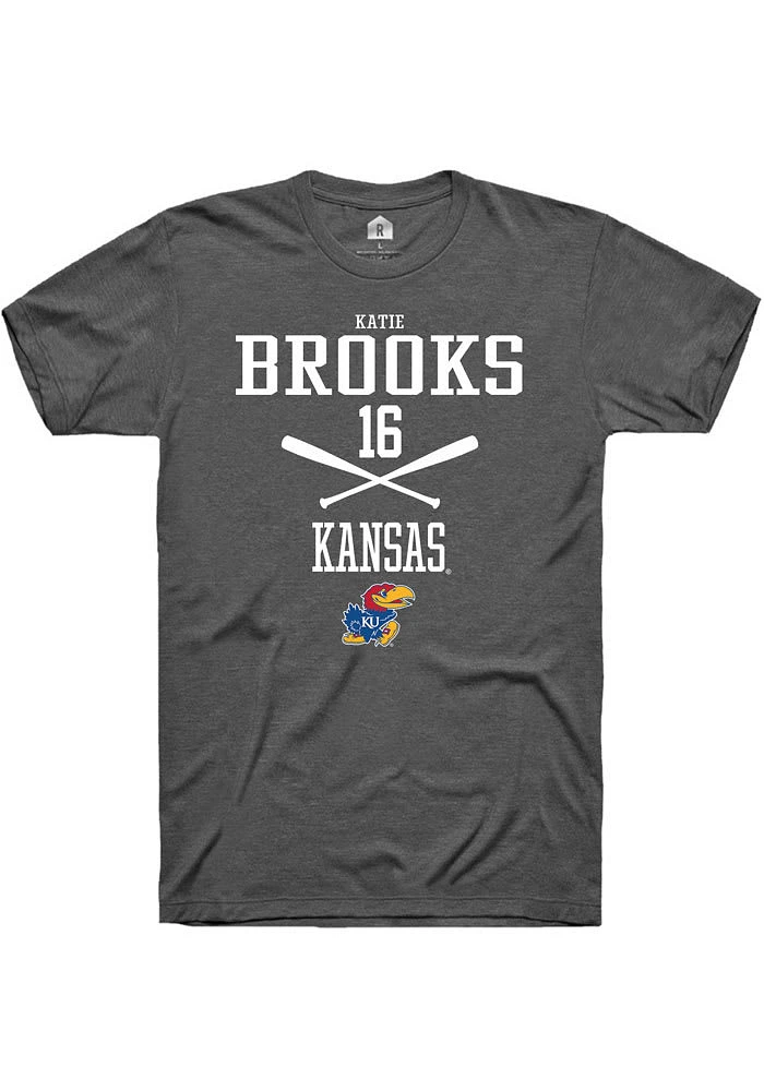 Katie Brooks Kansas Jayhawks Dark Grey Rally NIL Sport Icon Short Sleeve T Shirt