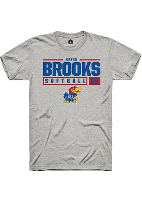 Katie Brooks  Kansas Jayhawks Ash Rally NIL Stacked Box Short Sleeve T Shirt