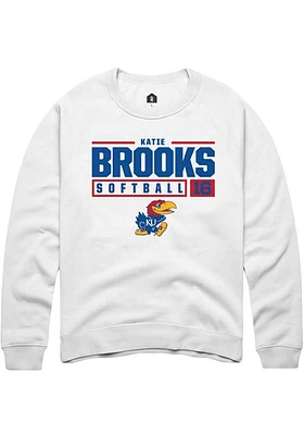 Katie Brooks Rally Kansas Jayhawks Mens NIL Stacked Box Long Sleeve Crew Sweatshirt