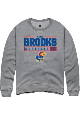 Katie Brooks  Rally Kansas Jayhawks Mens Graphite NIL Stacked Box Long Sleeve Crew Sweatshirt