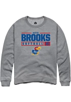 Katie Brooks  Rally Kansas Jayhawks Mens Graphite NIL Stacked Box Long Sleeve Crew Sweatshirt