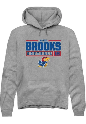 Katie Brooks  Rally Kansas Jayhawks Mens Graphite NIL Stacked Box Long Sleeve Hoodie