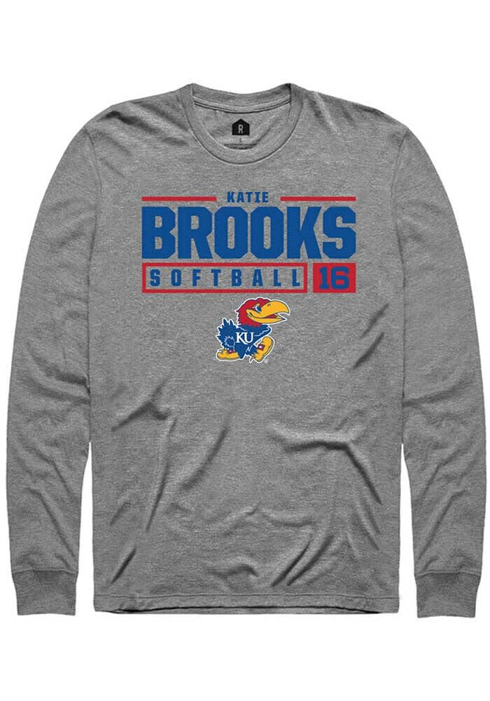 Katie Brooks Kansas Jayhawks Graphite Rally NIL Stacked Box Long Sleeve T Shirt