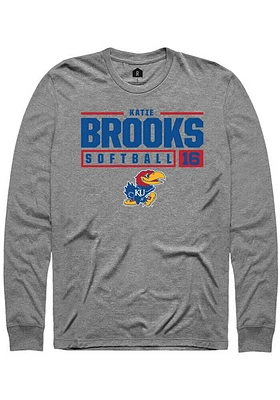 Katie Brooks  Kansas Jayhawks Graphite Rally NIL Stacked Box Long Sleeve T Shirt