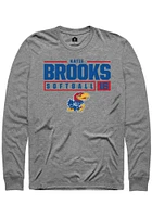 Katie Brooks  Kansas Jayhawks Graphite Rally NIL Stacked Box Long Sleeve T Shirt
