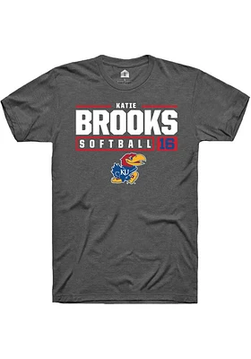 Katie Brooks  Kansas Jayhawks Dark Grey Rally NIL Stacked Box Short Sleeve T Shirt