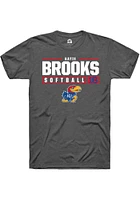 Katie Brooks  Kansas Jayhawks Dark Grey Rally NIL Stacked Box Short Sleeve T Shirt